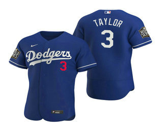Men Los Angeles Dodgers #3 Chris Taylor Royal 2020 World Series Authentic Flex Nike Jersey